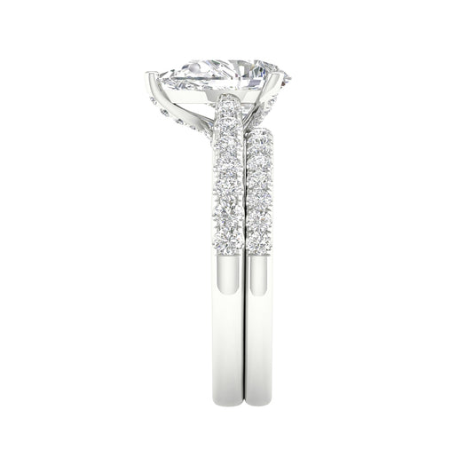 Adamante 2-1/3 ct. tw. Lab-Grown Pear Diamond Wedding Set in 14K White Gold side profile