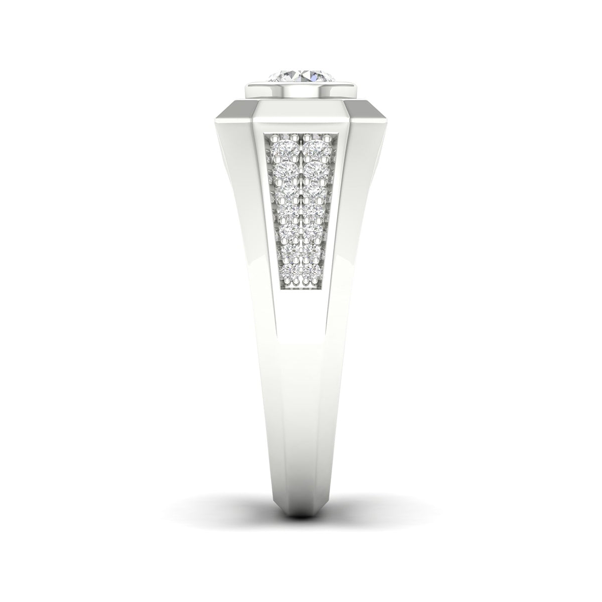 Adamante 3/4 ct. tw. Men's Lab-Grown Bezel Set Diamond Ring in 14K White Gold side profile