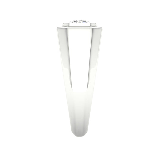 Adamante 1 ct. tw. Men's Lab-Grown Round Brilliant Diamond Solitaire Ring in 14K White Gold side profile
