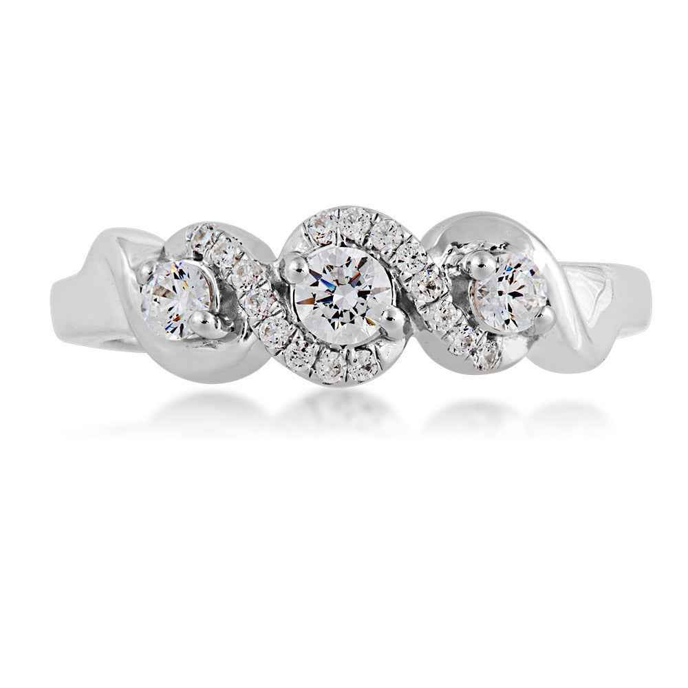 Diamond Anniversary Ring in 10K White Gold close-up detail