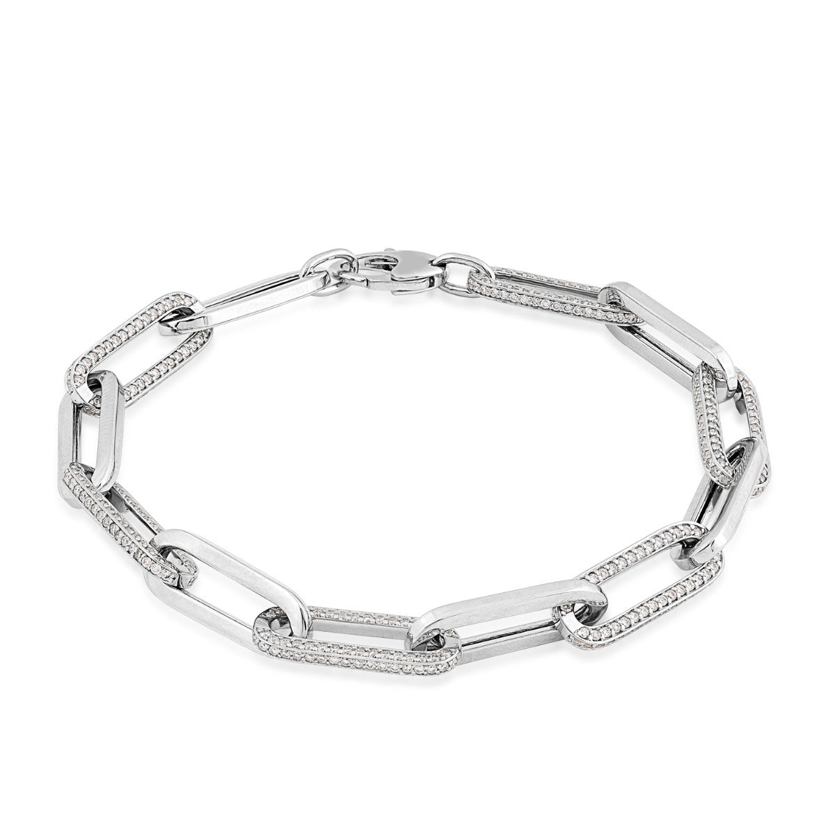 2-3/8 ct. tw. Diamond Pave Paperclip Chain Bracelet in 14K White Gold