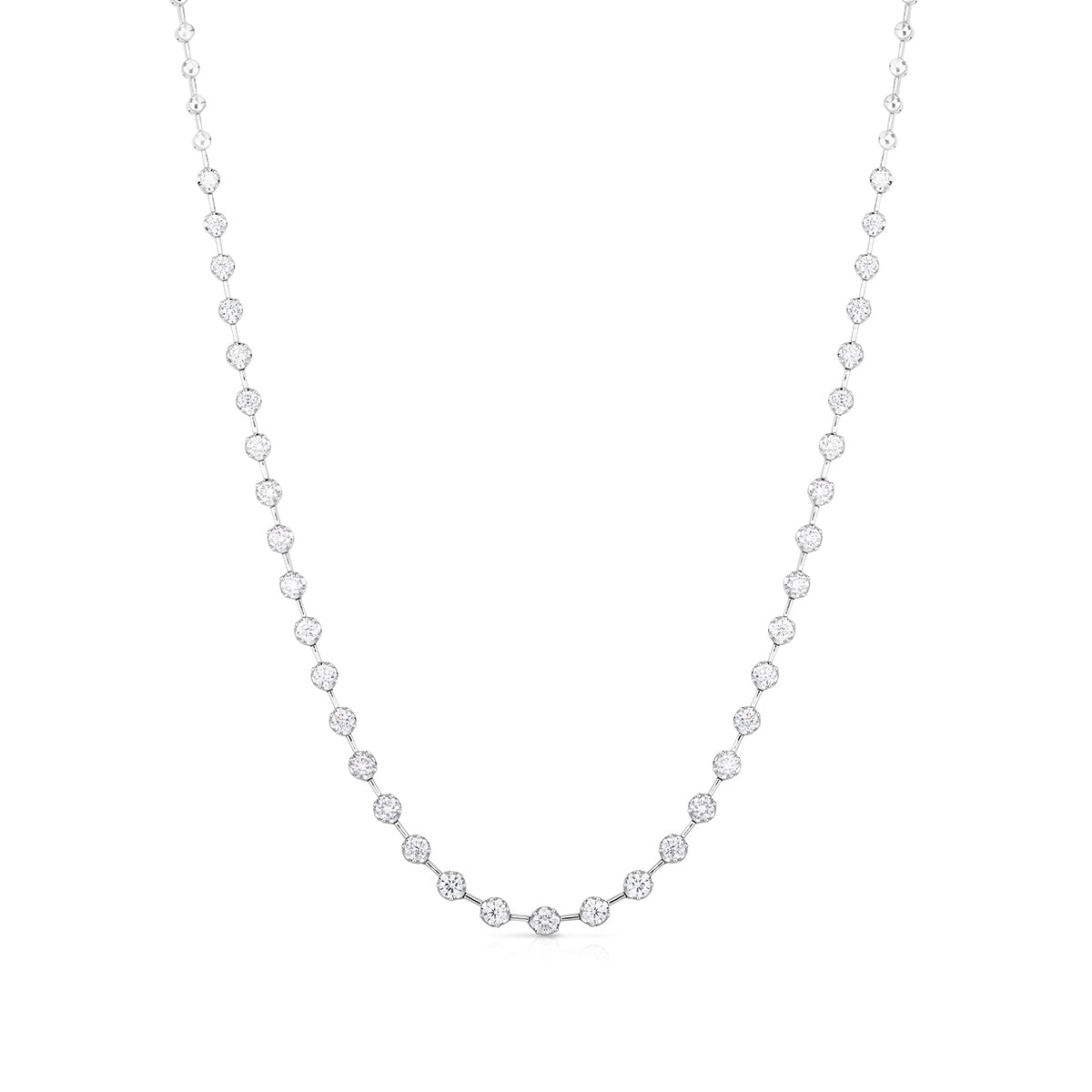 3 ct. tw. Diamond Station Necklace in 14K White Gold front view