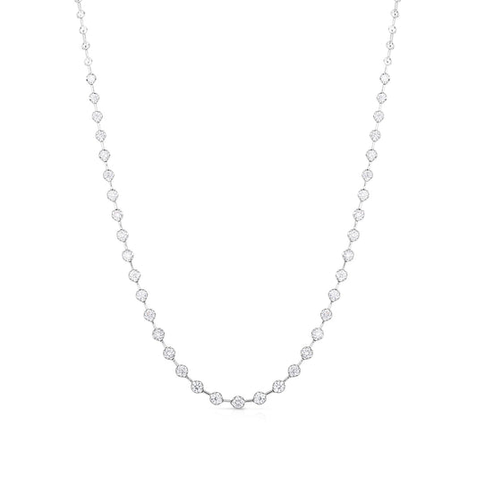 3 ct. tw. Diamond Station Necklace in 14K White Gold front view