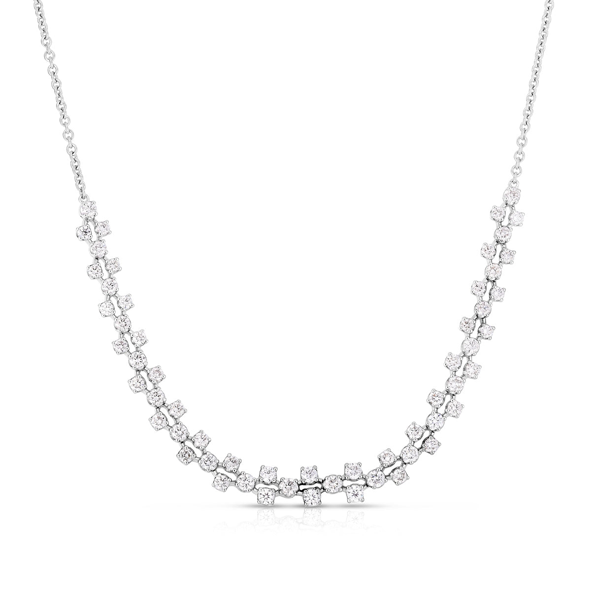 2 ct. tw. Diamond Double Row Zig-Zag Necklace in 14K White Gold