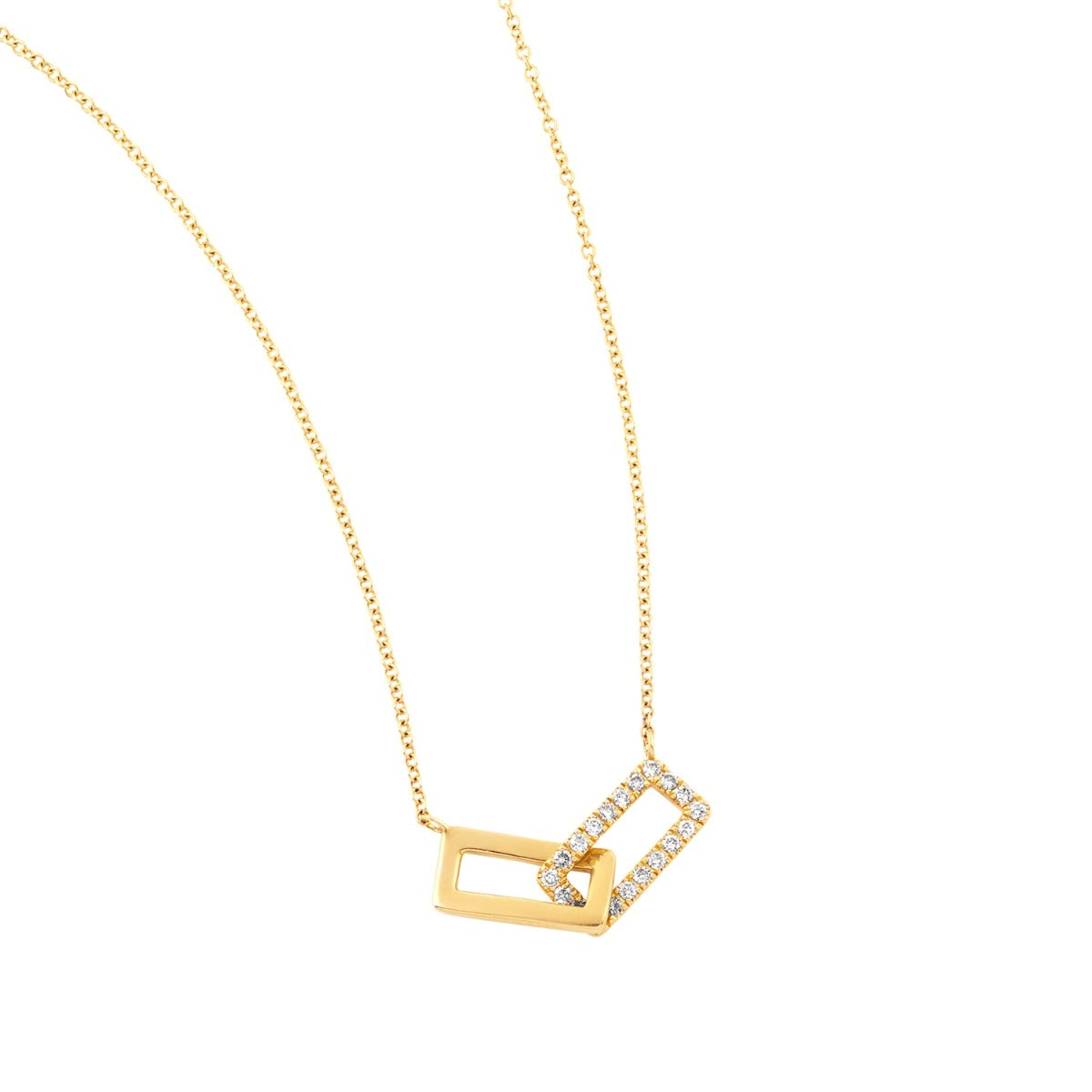 1/6 ct. tw. Diamond Linked Rectangle Necklace in 14K Yellow Gold front view