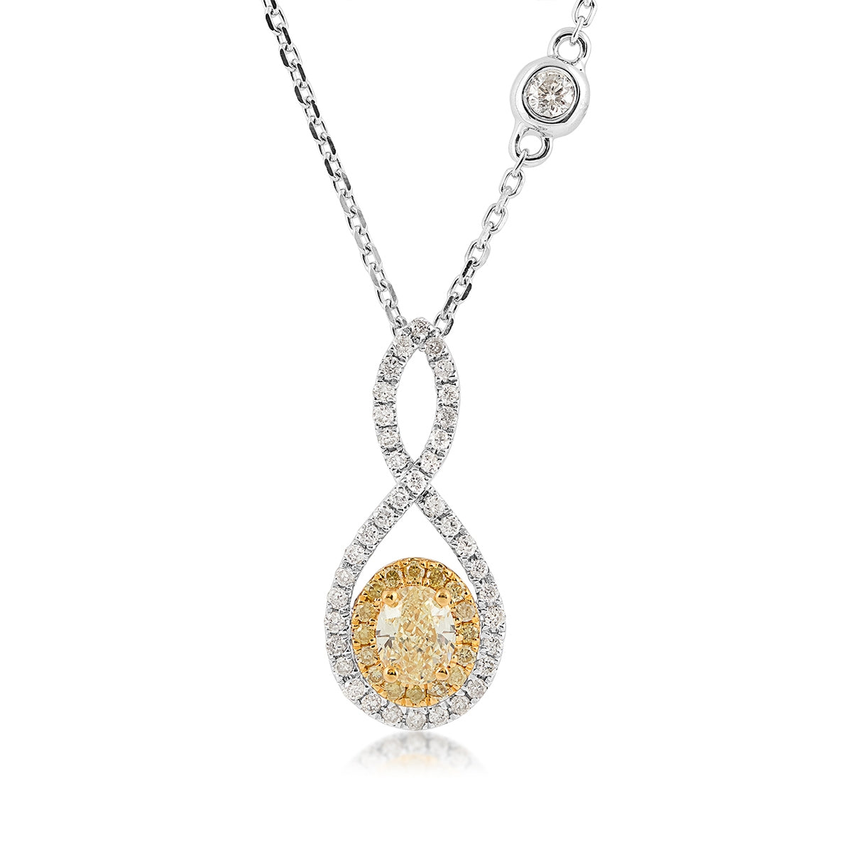 1/2 ct. tw. Yellow & White Diamond Twist Pendant in 14K White & Yellow Gold