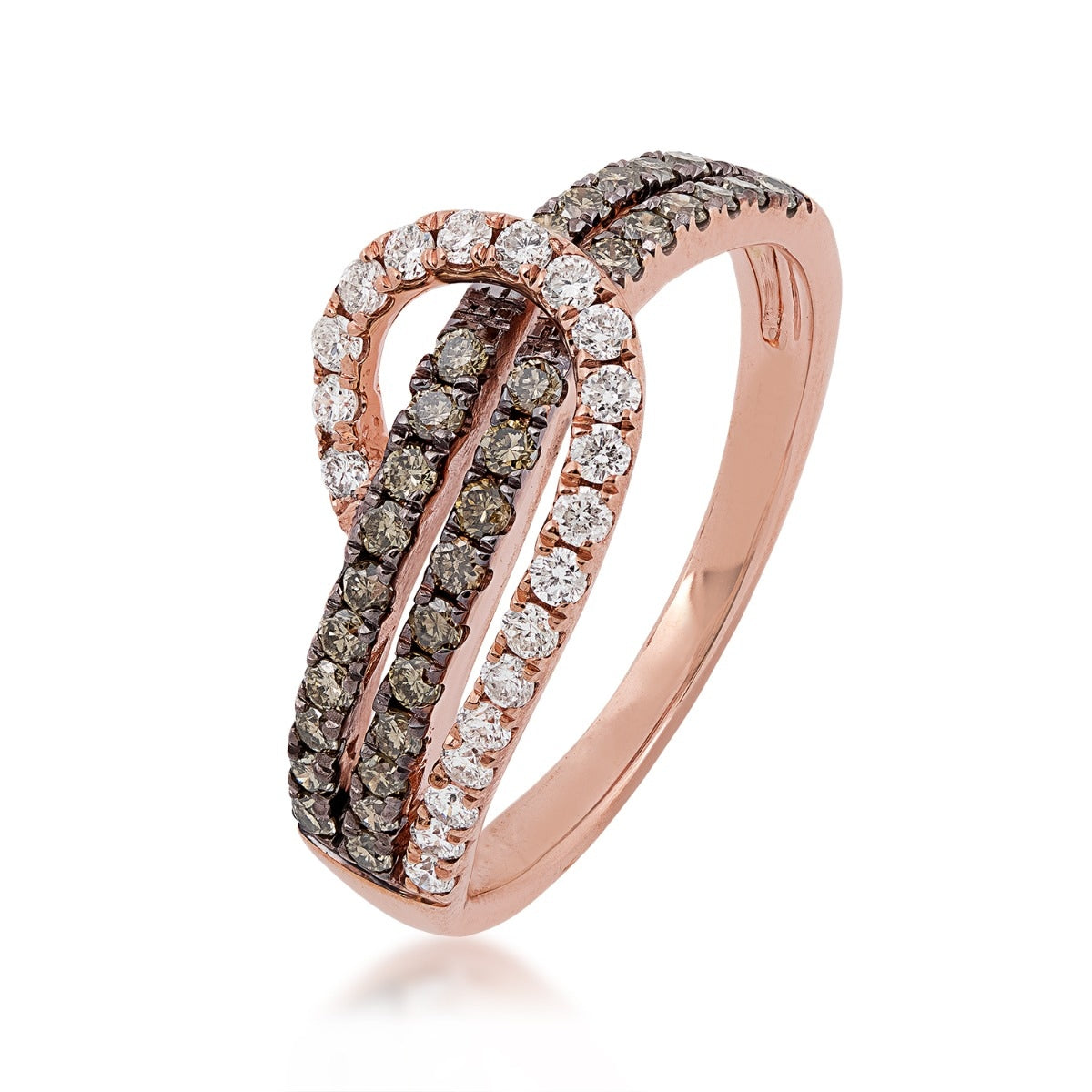 1 ct. tw. Mocha & White Diamond Ring in 10K Pink Gold front view