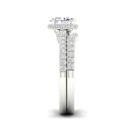 Adamante 1-1/3 ct. tw. Lab-Grown Oval Diamond Wedding Set in 14K White Gold side profile