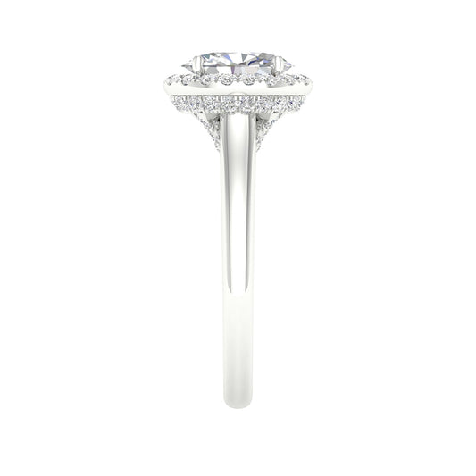Adamante 1-3/8 ct. tw. Lab-Grown Oval Diamond Halo Engagement Ring in 14K White Gold side profile
