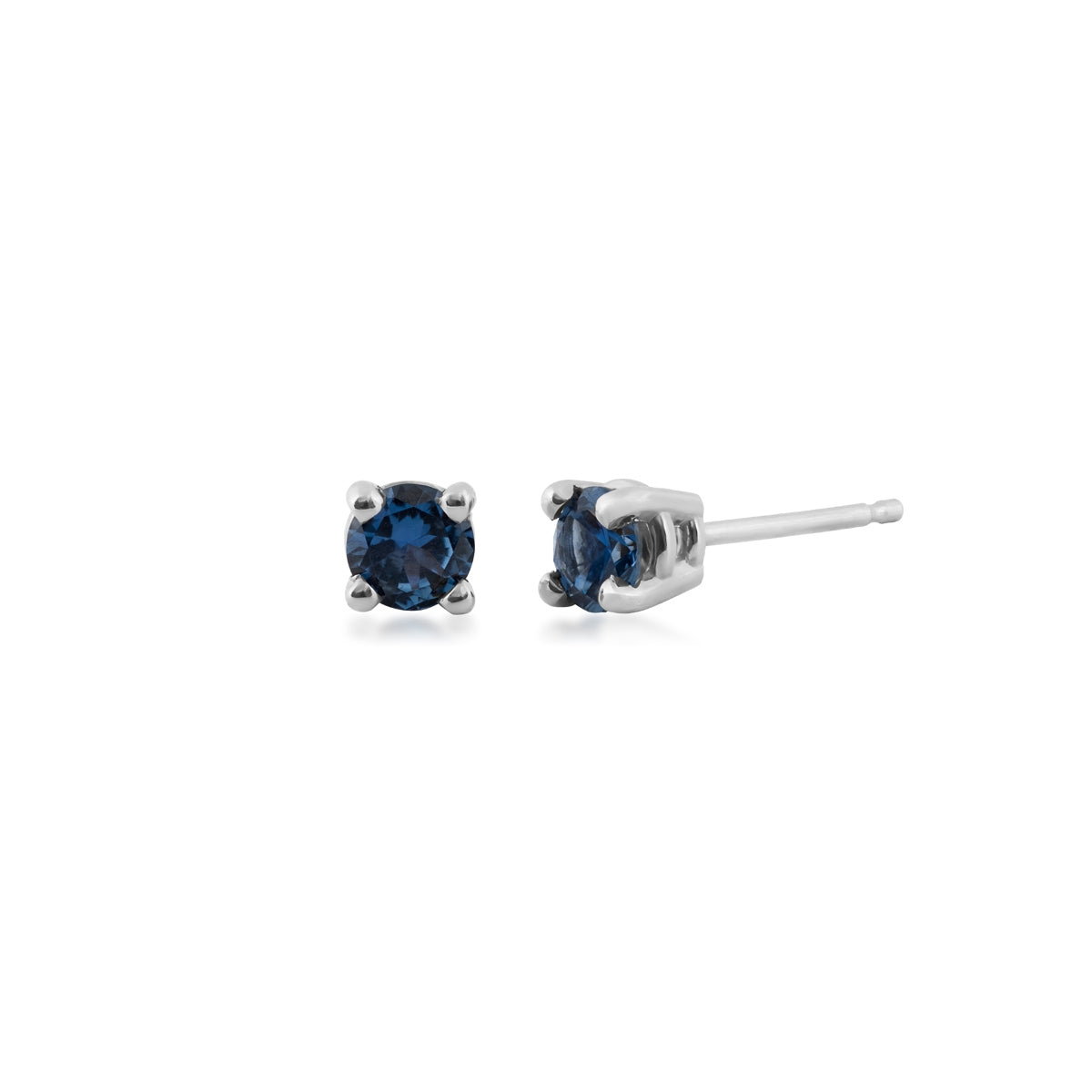 3.5mm Yogo Sapphire Solitaire Earrings in 14K White Gold