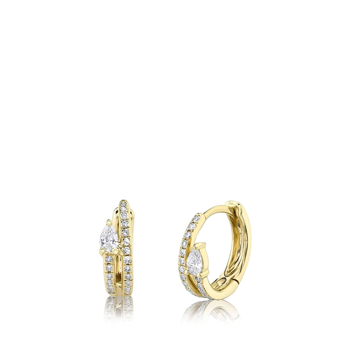 Shy Creation 1/5 ct. tw. Pear Diamond Wrap-Around Huggie Hoop Earrings in 14K Yellow Gold