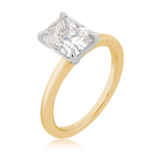 Adamante 2 ct. tw. Lab-Grown Radiant Cut Diamond Solitaire Engagement Ring in 14K Yellow Gold front view