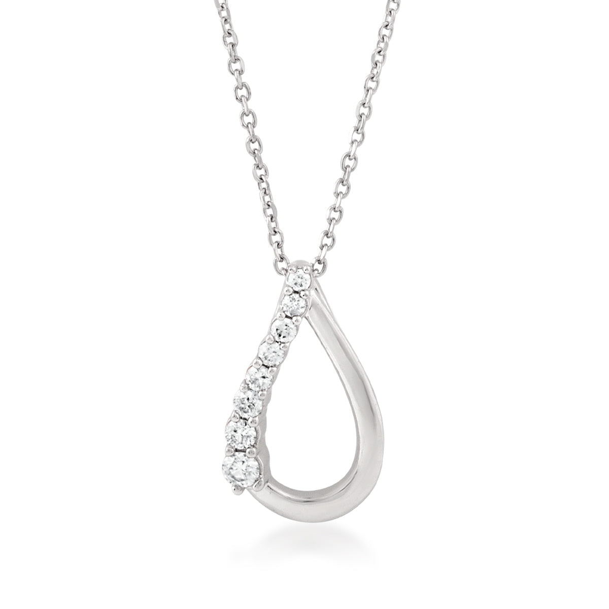 Journey 1/7 ct. tw. Round Diamond Teardrop Pendant in 10K White Gold