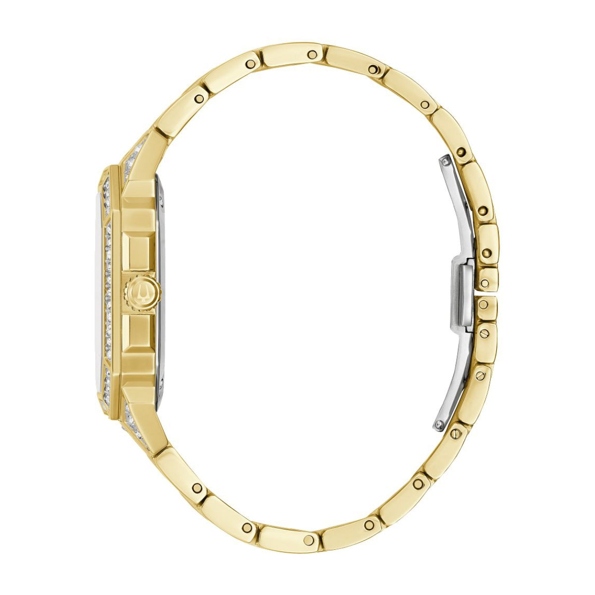 Bulova Men's Octava Gold-Tone Stainless Steel Watch with Crystal Accent White Dial front view