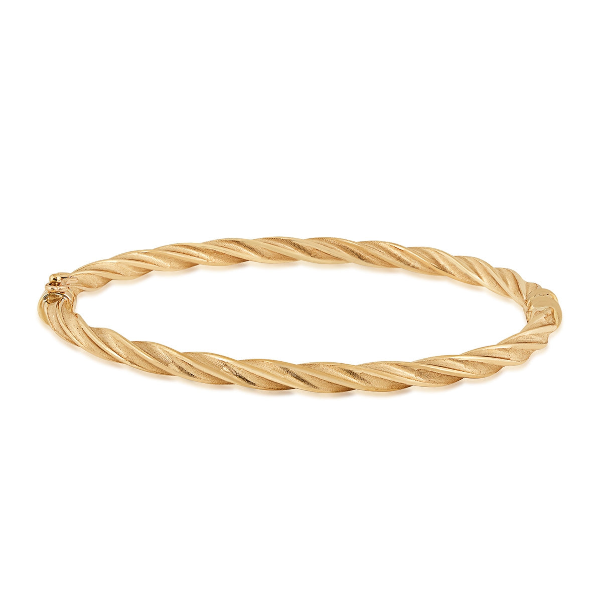 3mm Twisted Hinged Bangle Bracelet in 10K Yellow Gold