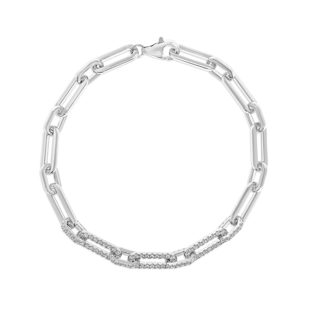 JustDesi 1-1/10 ct. tw. Diamond Paperclip Chain Bracelet in 14K White Gold