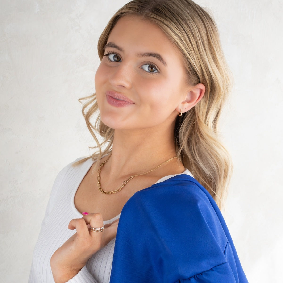 JustDesi 1/7 ct. tw. Diamond Split Paperclip Double Chain Necklace in 14K Yellow Gold close-up detail