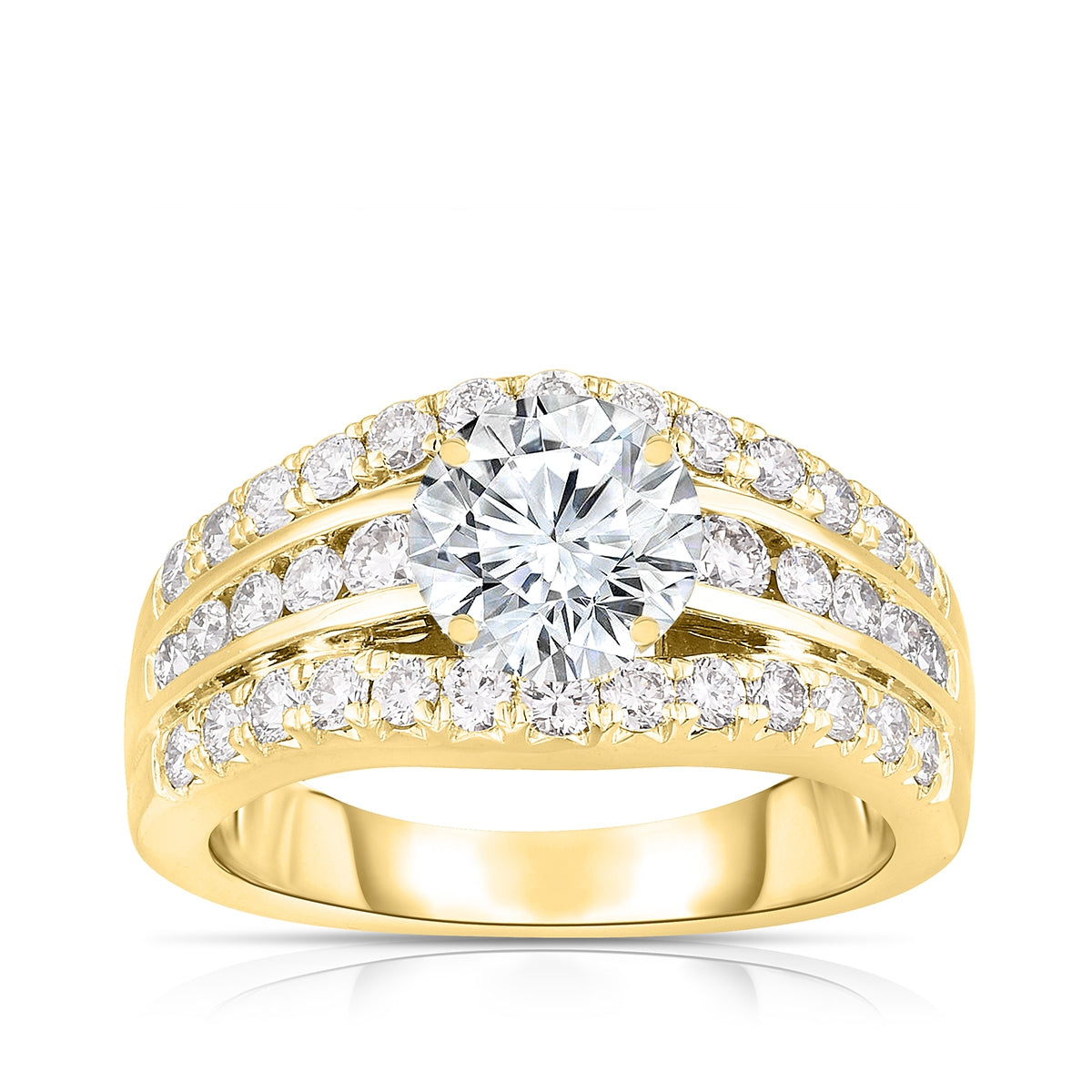 Brilliantly Yours 1 ct. tw. Diamond Multirow Semi-Mount Engagement Ring in 14K Yellow Gold