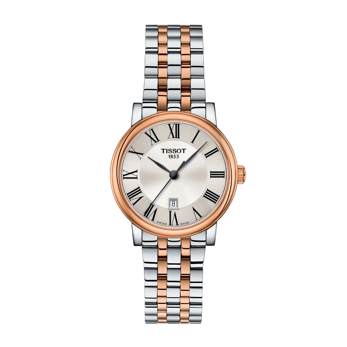 Tissot Ladies' Carson Two-Tone White & Pink Stainless Steel Watch with Silver Dial