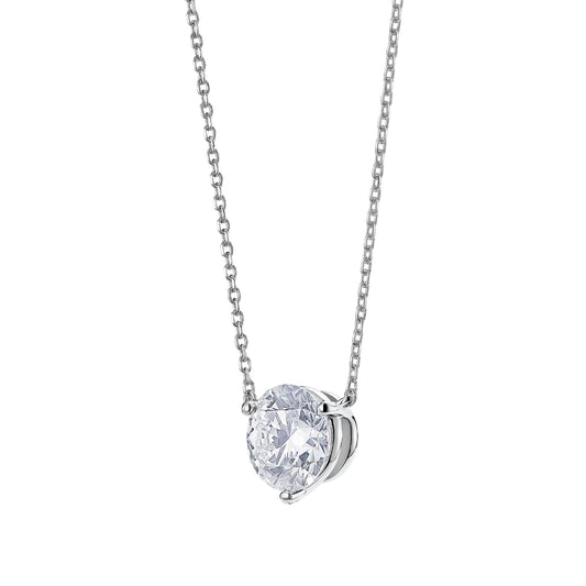 Lightbox 2 ct. tw. Lab-Grown Round Diamond Solitaire Necklace in 14K White Gold front view