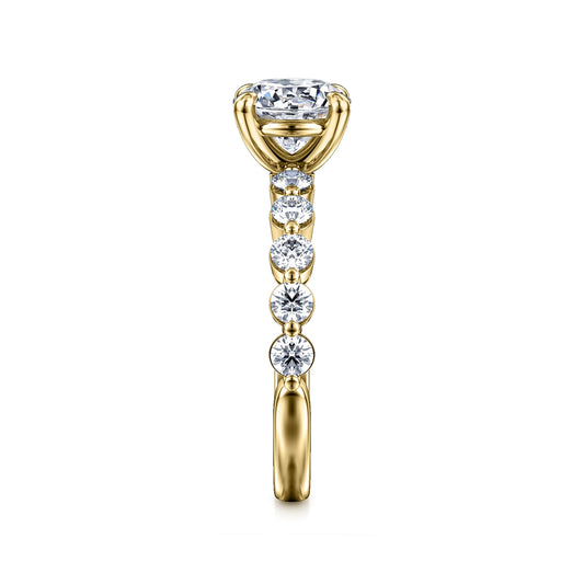 Gabriel & Co. 3/4 ct. tw. Diamond Shared Prong Round Semi-Mount Engagement Ring in 14K Yellow Gold side profile