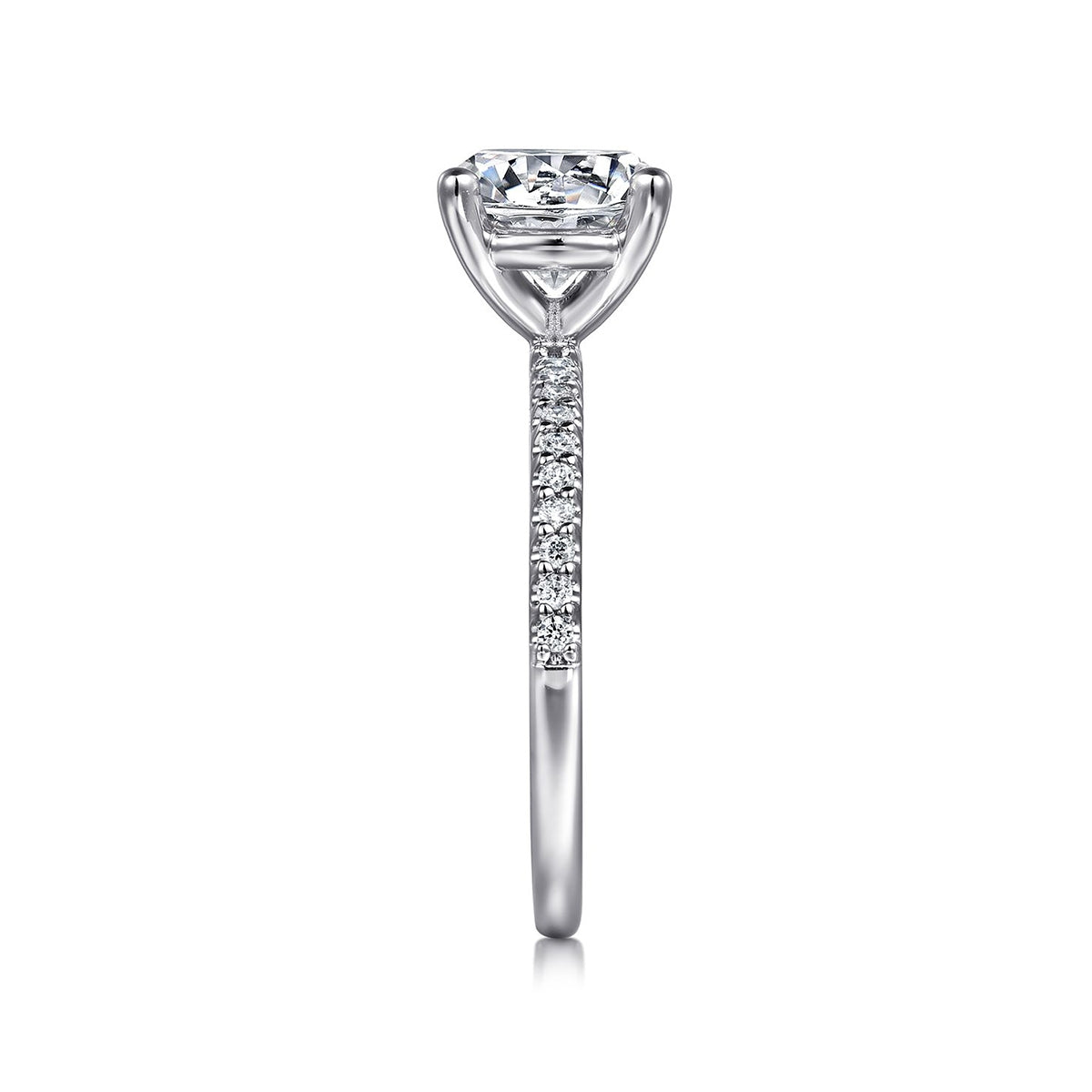 Gabriel & Co. 1/7 ct. tw. Diamond Round Semi-Mount Engagement Ring in 14K White Gold side profile