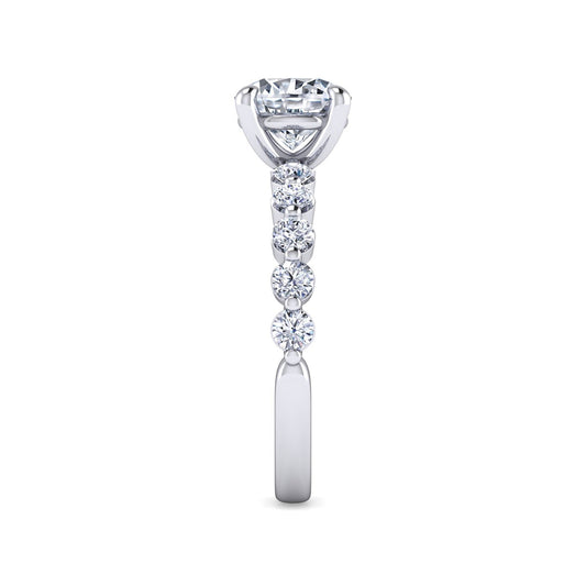 Gabriel & Co. 3/4 ct. tw. Diamond Shared Prong Round Semi-Mount Engagement Ring in 14K White Gold side profile