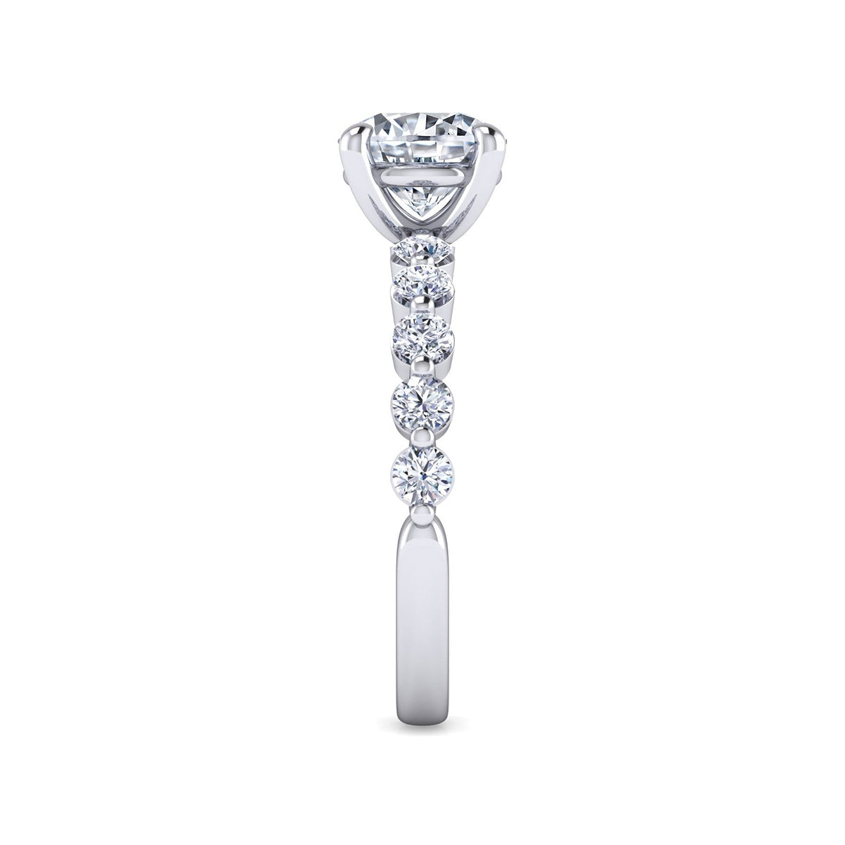 Gabriel & Co. 3/4 ct. tw. Diamond Shared Prong Round Semi-Mount Engagement Ring in 14K White Gold side profile