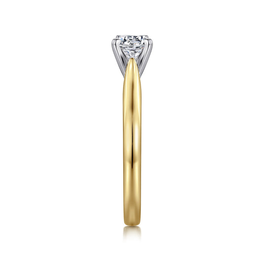 Gabriel & Co. Round Solitaire Semi-Mount Engagement Ring in 14K Yellow Gold side profile