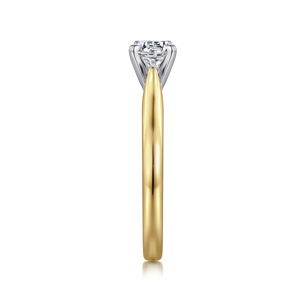 Gabriel & Co. Round Solitaire Semi-Mount Engagement Ring in 14K Yellow Gold side profile