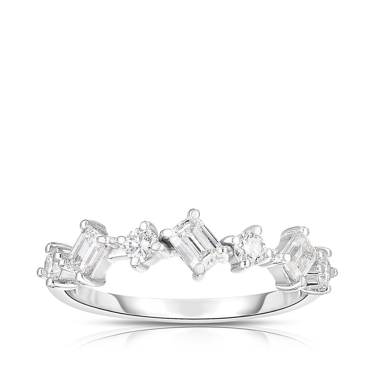 5/8 ct. tw. Emerald Cut & Round Diamond Anniversary Band in 14K White Gold