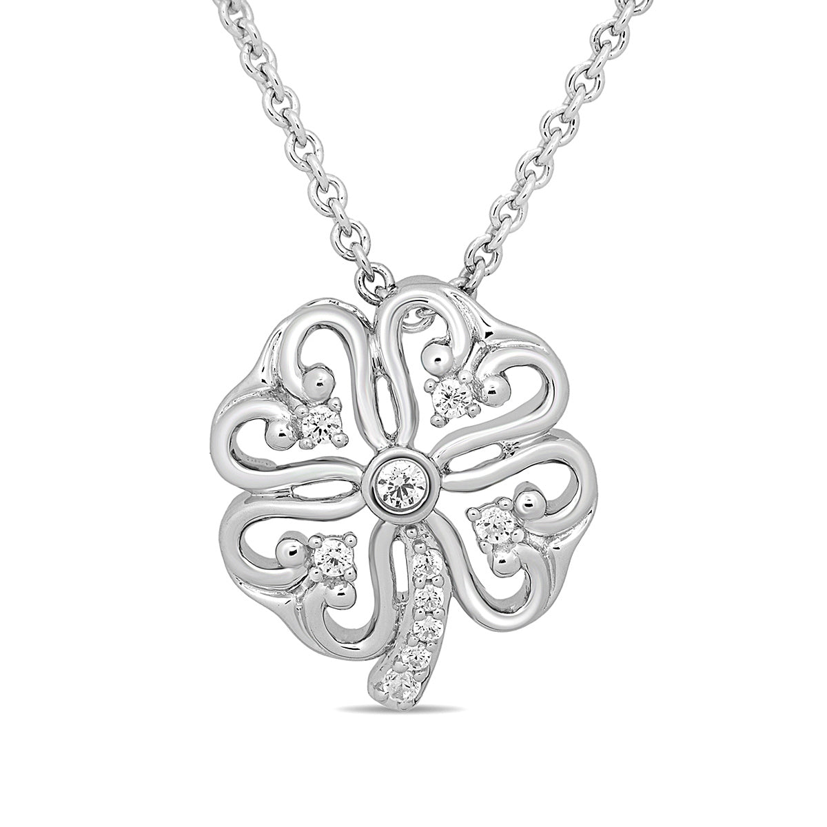 Hallmark 1/10 ct. tw. Diamond Clover Pendant in Sterling Silver