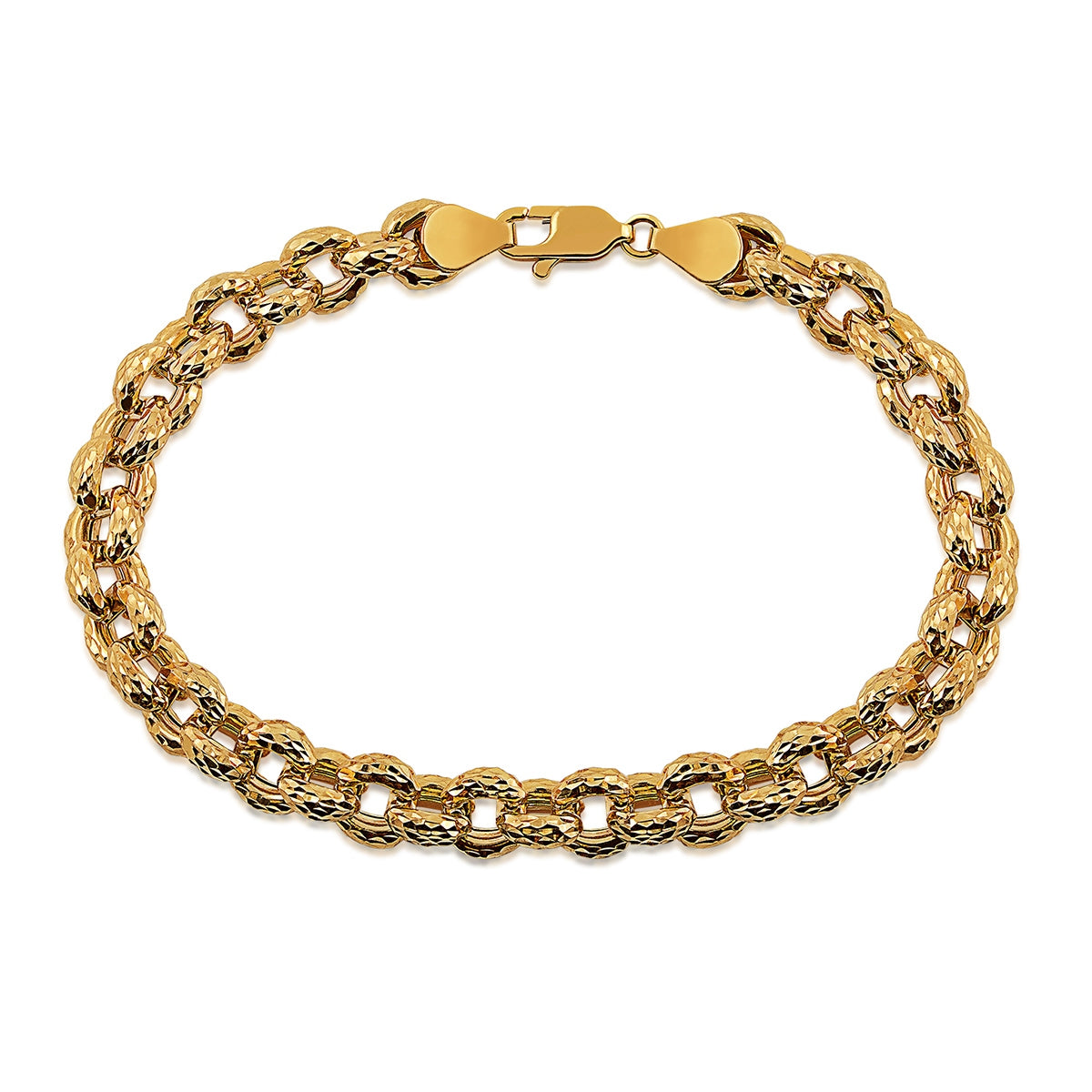 Diamond Cut Rolo Chain Bracelet in 14K Yellow Gold
