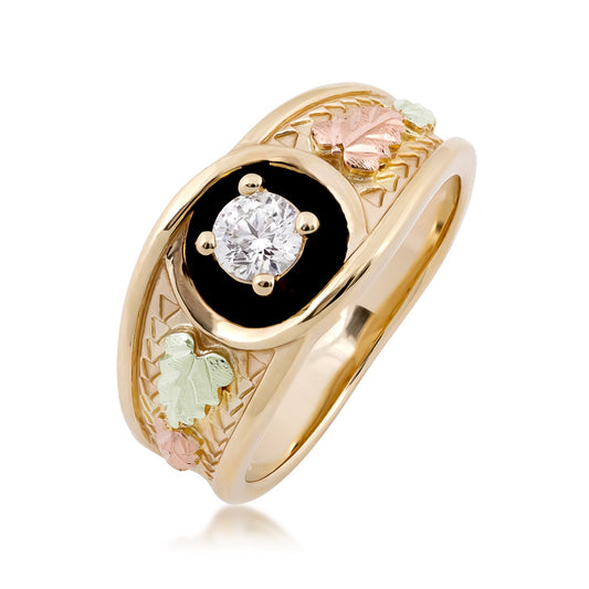 Noventa & Black Hills Gold Men's 1/2 ct. tw. Round Diamond Ring in 10K Yellow Gold front view