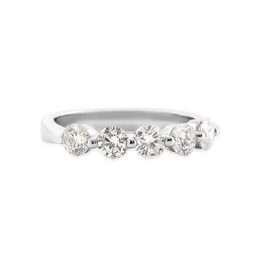 1 ct. tw. Round 5-Stone Diamond Anniversary Ring in 10K White Gold close-up detail (2)