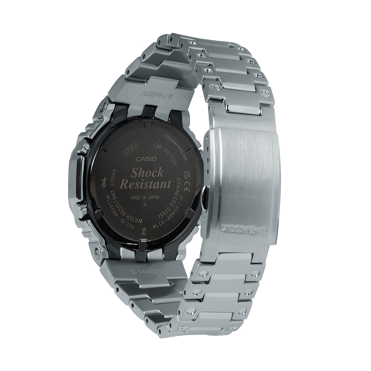 G-Shock Men's Full Metal Stainless Steel Watch with Black Dial front view