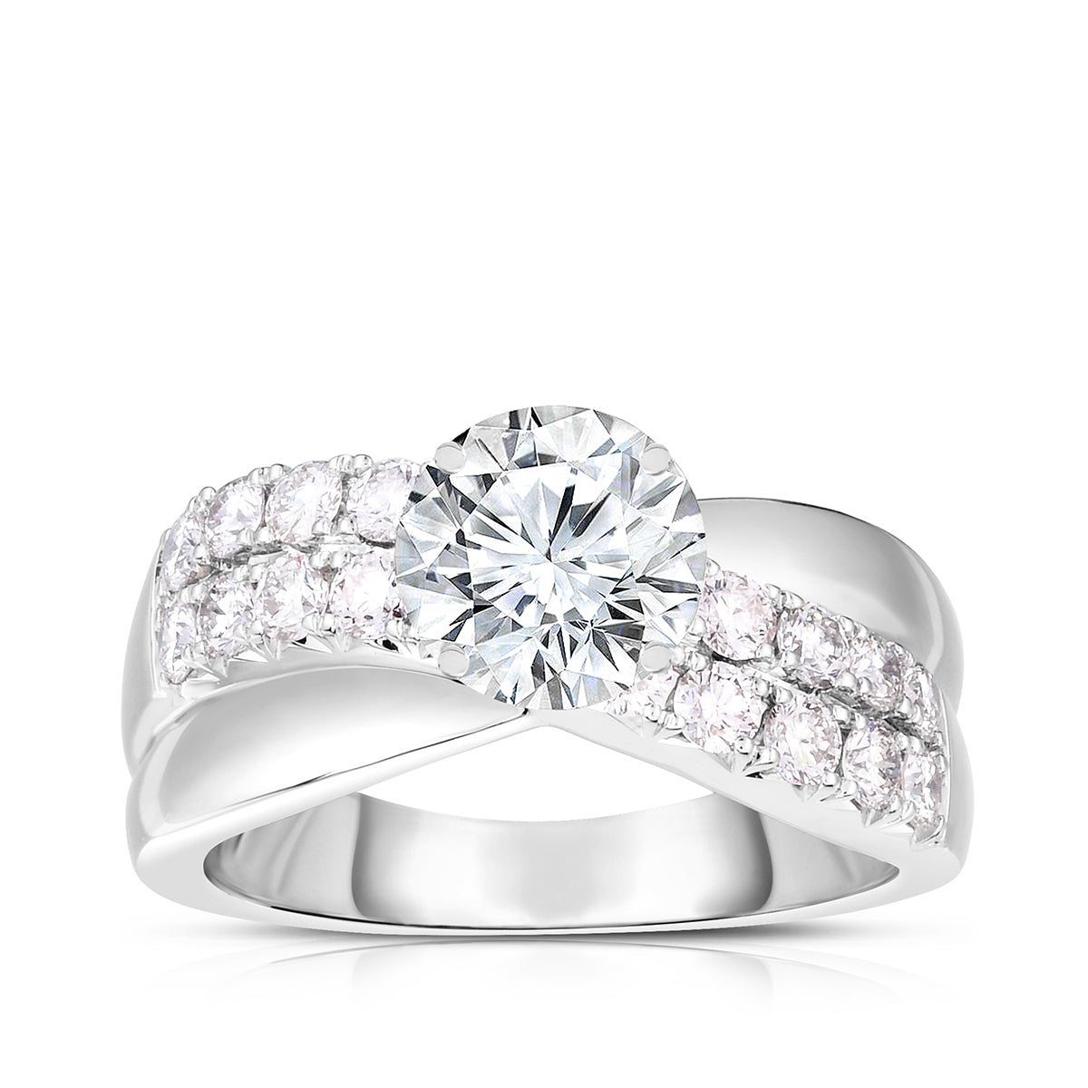 9/10 ct. tw. Diamond Crossover Semi-Mount Engagement Ring in 14K White Gold