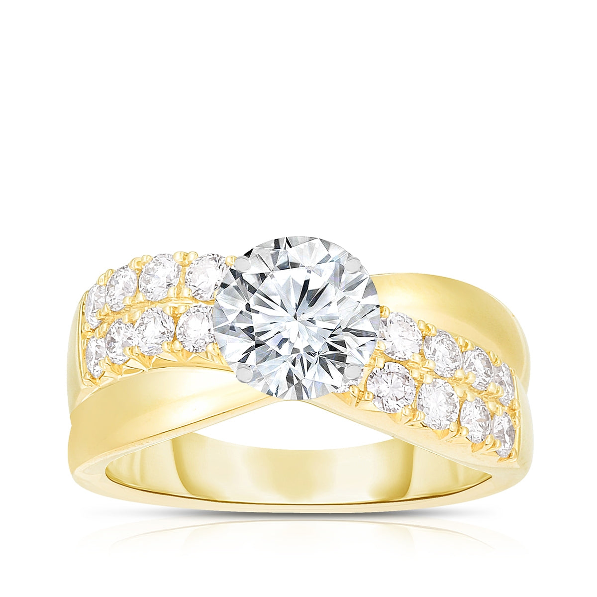 9/10 ct. tw. Diamond Crossover Semi-Mount Engagement Ring in 14K Yellow Gold