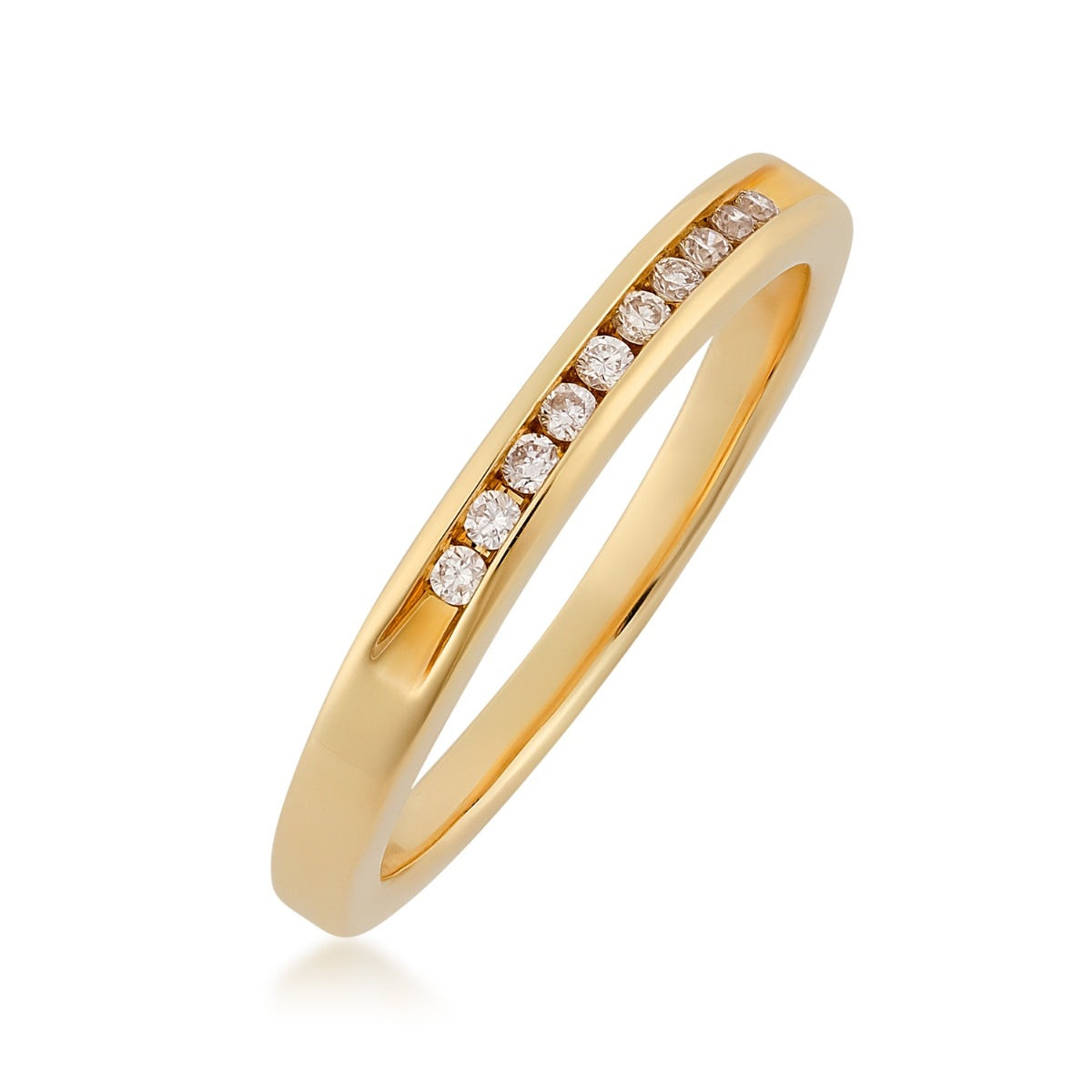 1/10 ct. tw. Diamond Channel Set Stackable Anniversary Ring in 10K Yellow Gold front view