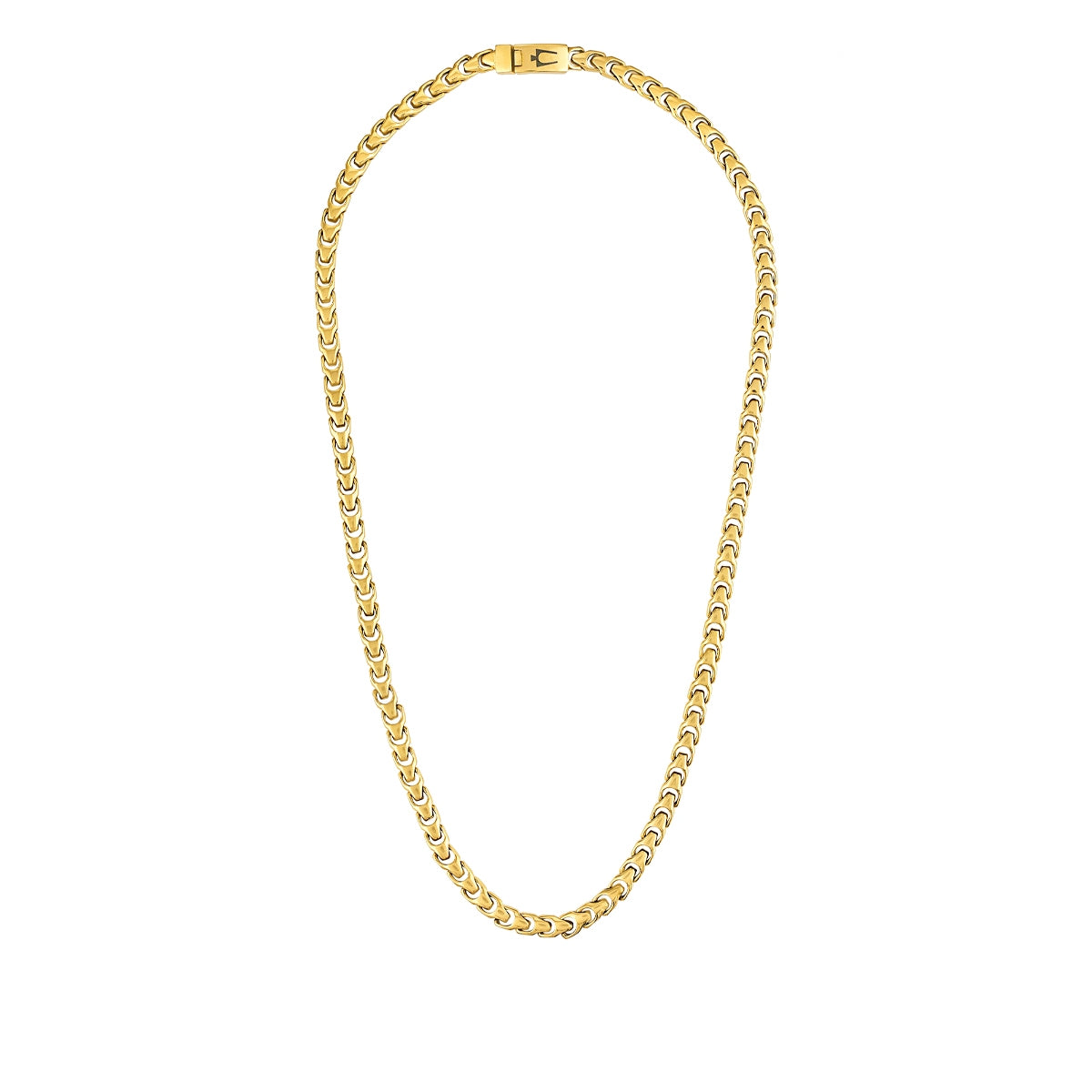 Bulova Men's 8mm 24-inch Link Necklace in Gold-Tone Ion Plated Stainless Steel front view