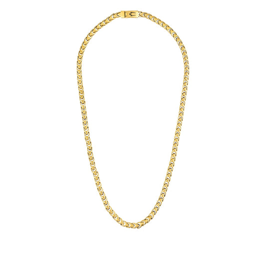 Bulova Men's 8mm 24-inch Link Necklace in Gold-Tone Ion Plated Stainless Steel front view