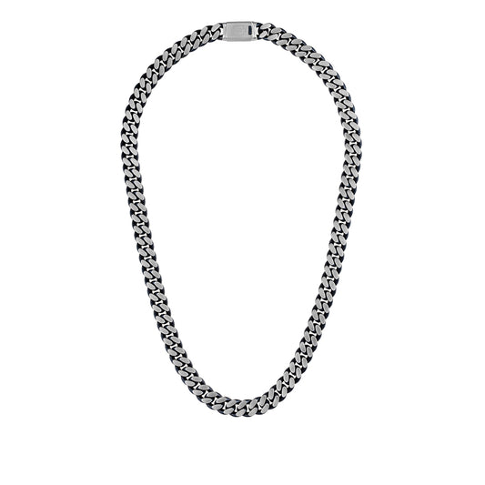 Bulova Men's 10mm Curb Chain Necklace in Blue Ion Plated Stainless Steel front view