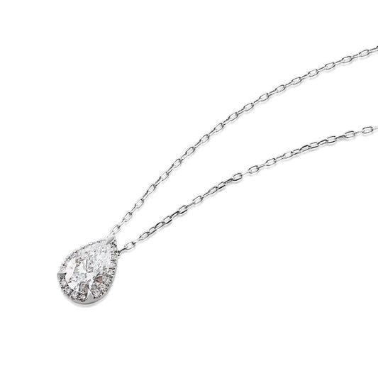 Adamante 1-1/10 ct. tw. Lab-Grown Pear Diamond Halo Pendant in 14K White Gold front view