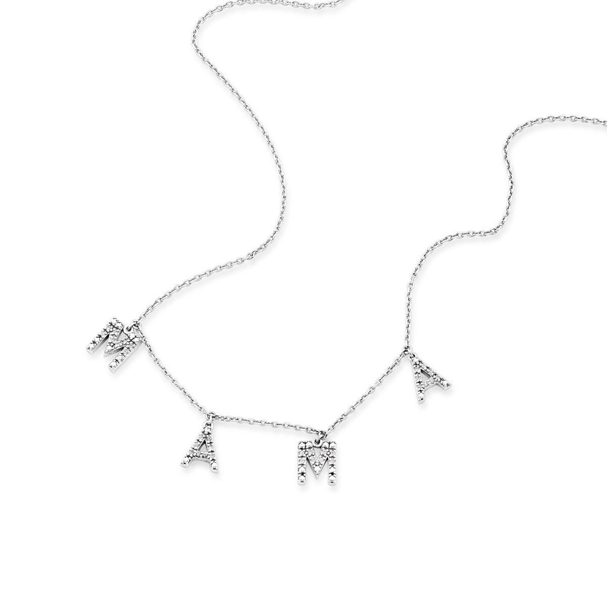 1/8 ct. tw. Diamond Mama Dangle Necklace in Sterling Silver close-up detail