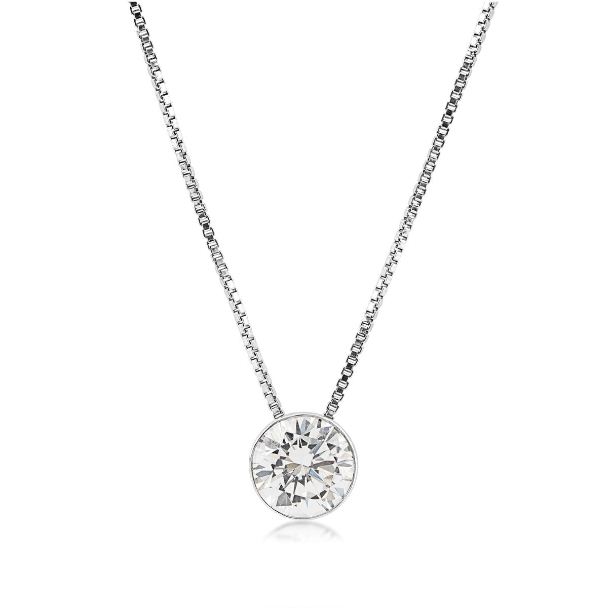 Adamante 3/4 ct. tw. Lab-Grown Round Brilliant Diamond Bezel Set Pendant in 14K White Gold