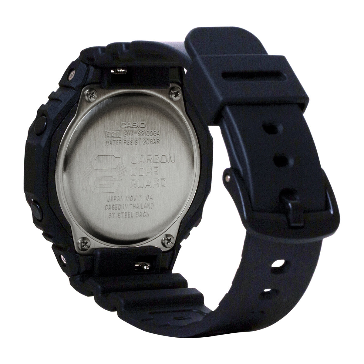 G-Shock Ladies' Octo Slim Analog & Digital Black Carbon & Resin Watch with Green Accent Dial front view