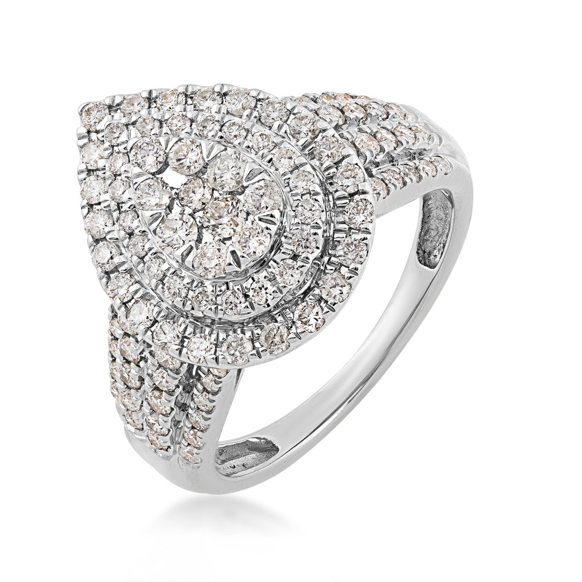 Fairytale Diamonds 1 ct. tw. Diamond Pear-Shaped Cluster Engagement Ring in 10K White Gold front view