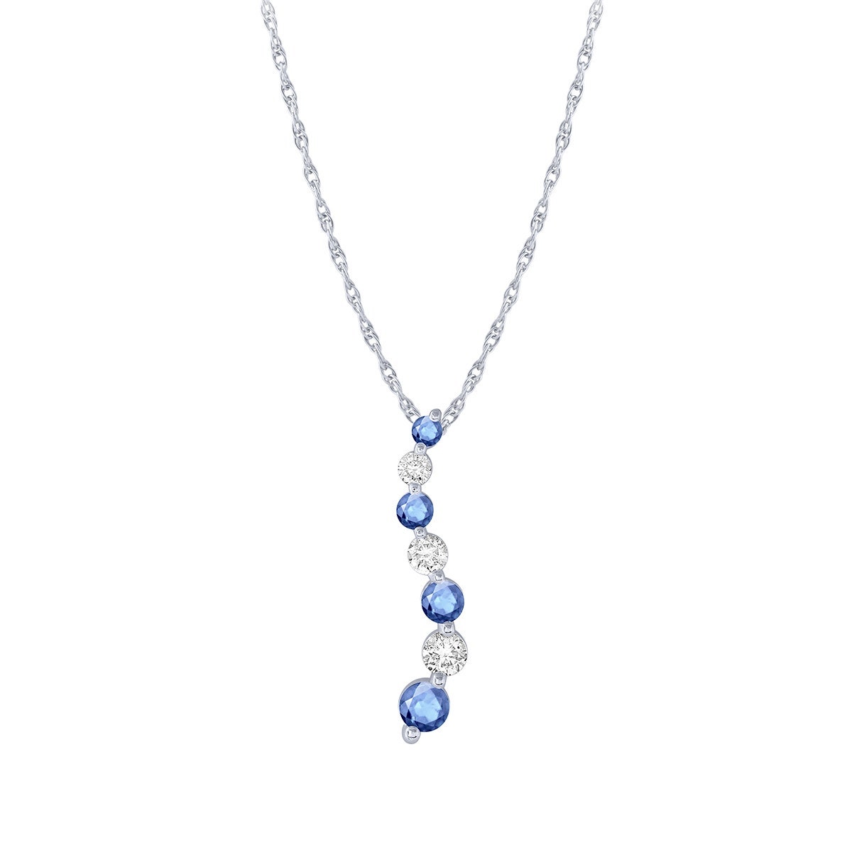 Yogo Sapphire & 1/5 ct. tw. Diamond Journey Pendant in 14K White Gold