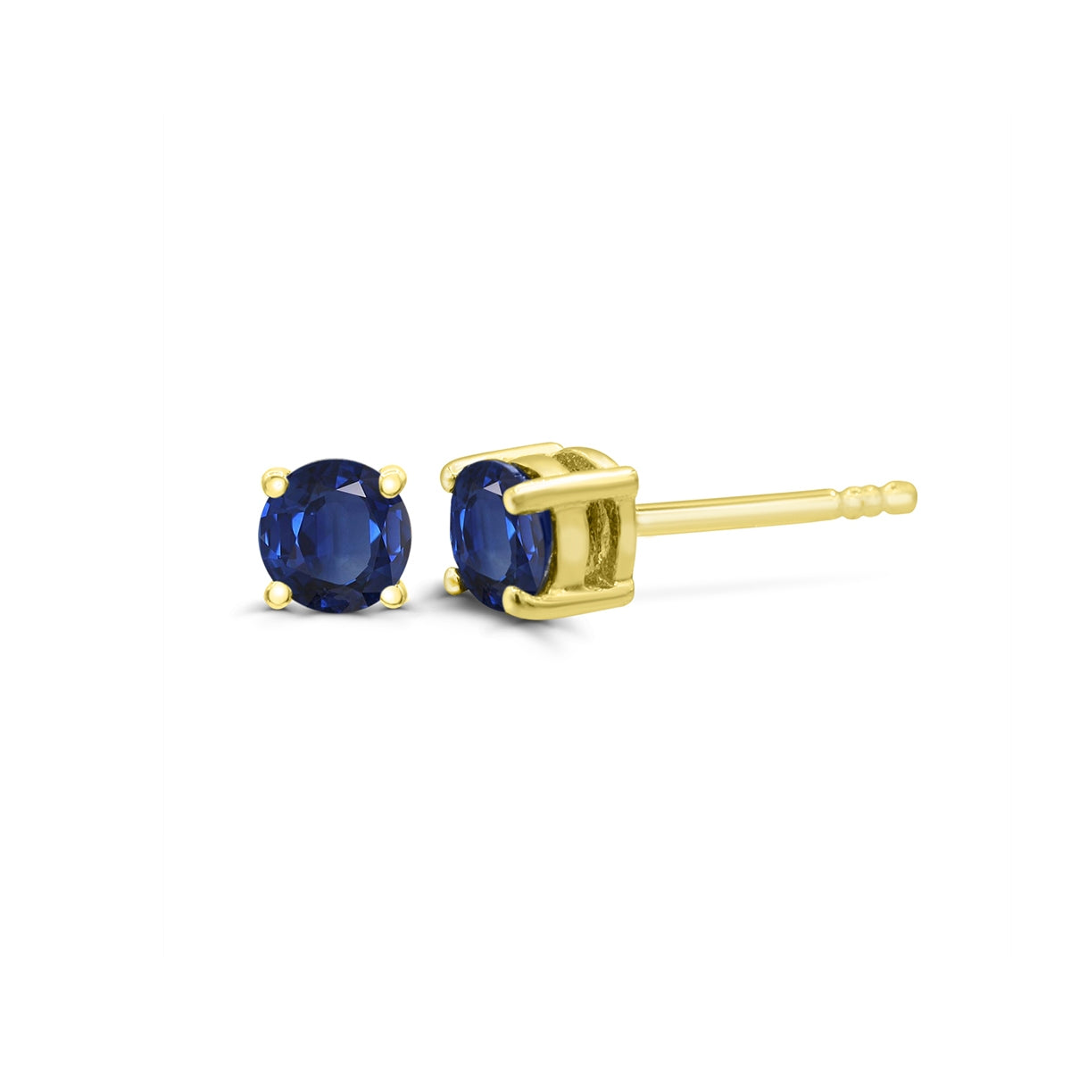 4mm Round Sapphire Solitaire Earrings in 14K Yellow Gold