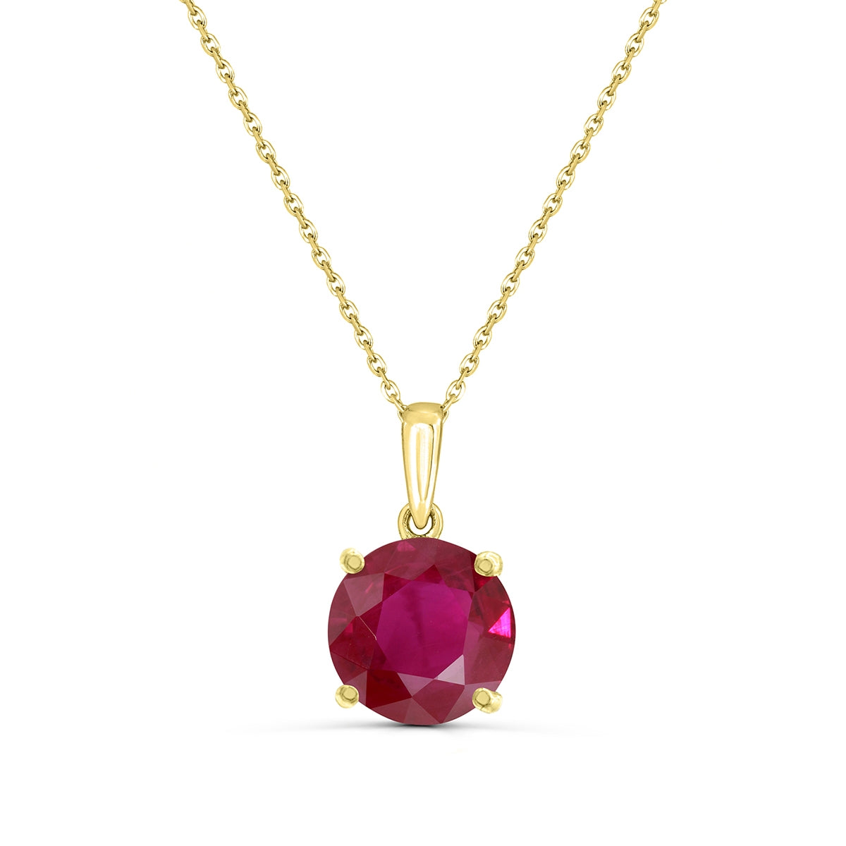 5mm Round Ruby Solitaire Pendant in 14K Yellow Gold